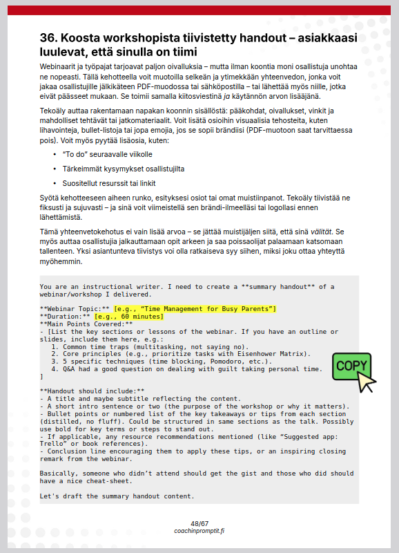 Esimerkki 1 sivu AI-kirjasta